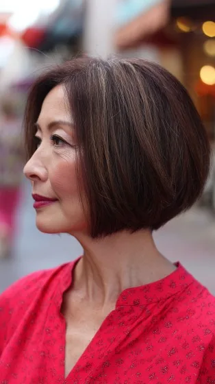 Charming Stacked Bob with Warm Highlights