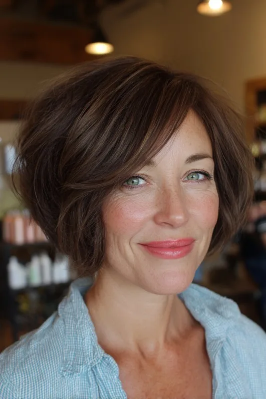 Charming Textured Wedge Bob with Subtle Highlights