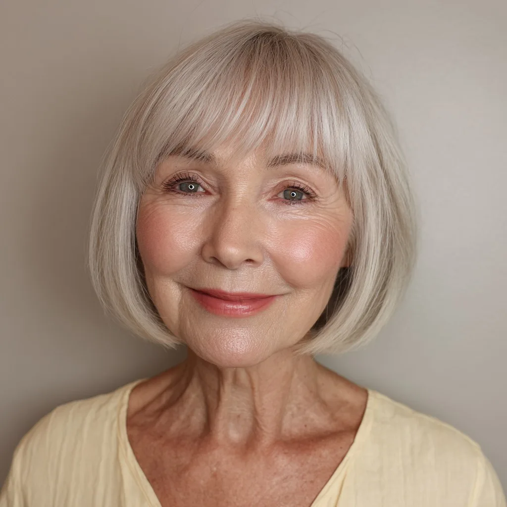 Charming Wispy Jaw-Length Bob with Soft Bangs