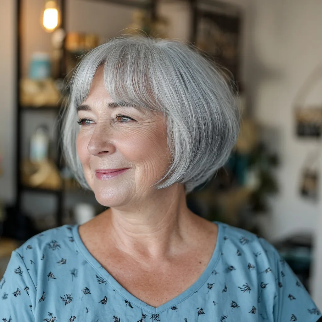 Charming Wispy Jaw-Length Bob with Subtle Curtain Bangs