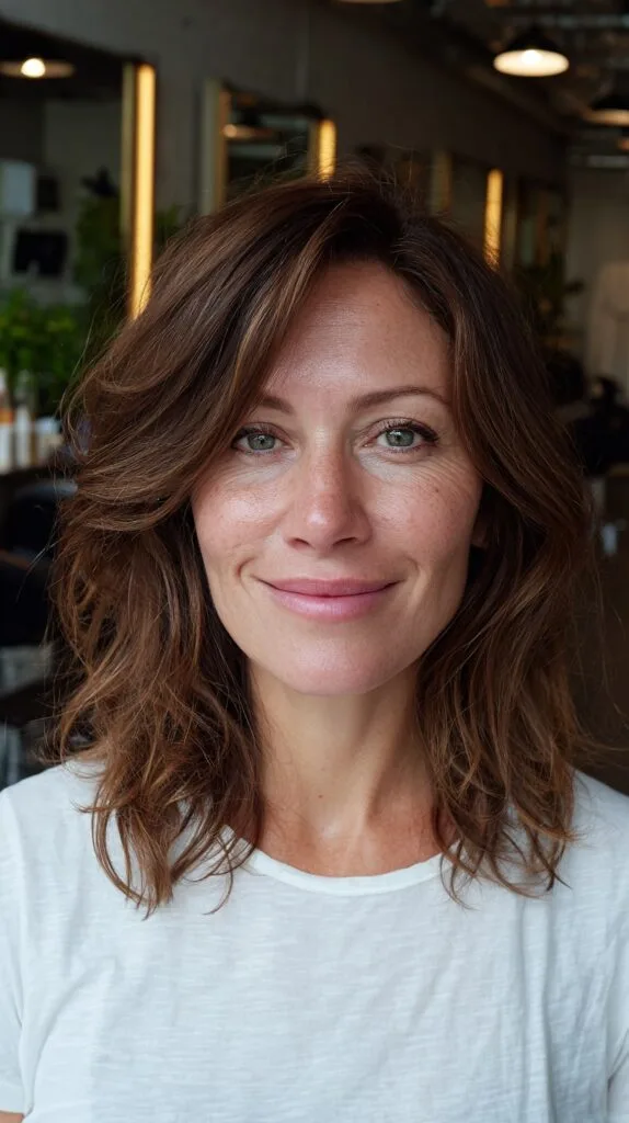 Chestnut Faceted Mid-Length Layers with Diagonal Face-Framing