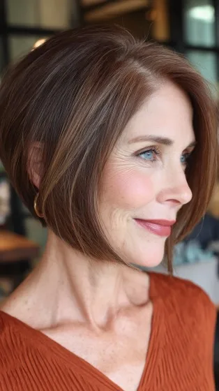 Chic Angled Bob with Warm Highlights
