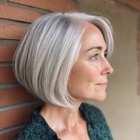 Chic Angular Gray Bob with Textured Edges