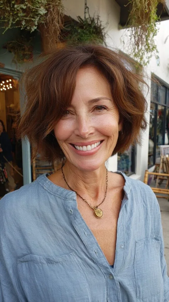 Chic Auburn Textured Bob with Natural Movement