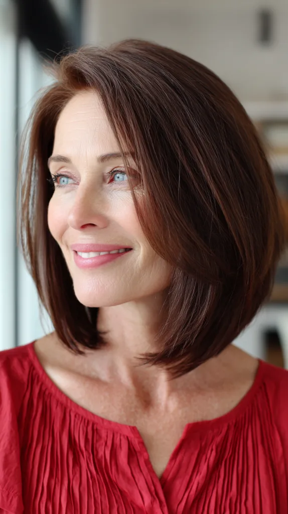 Chic Chocolate Brown Lob with Soft Layers