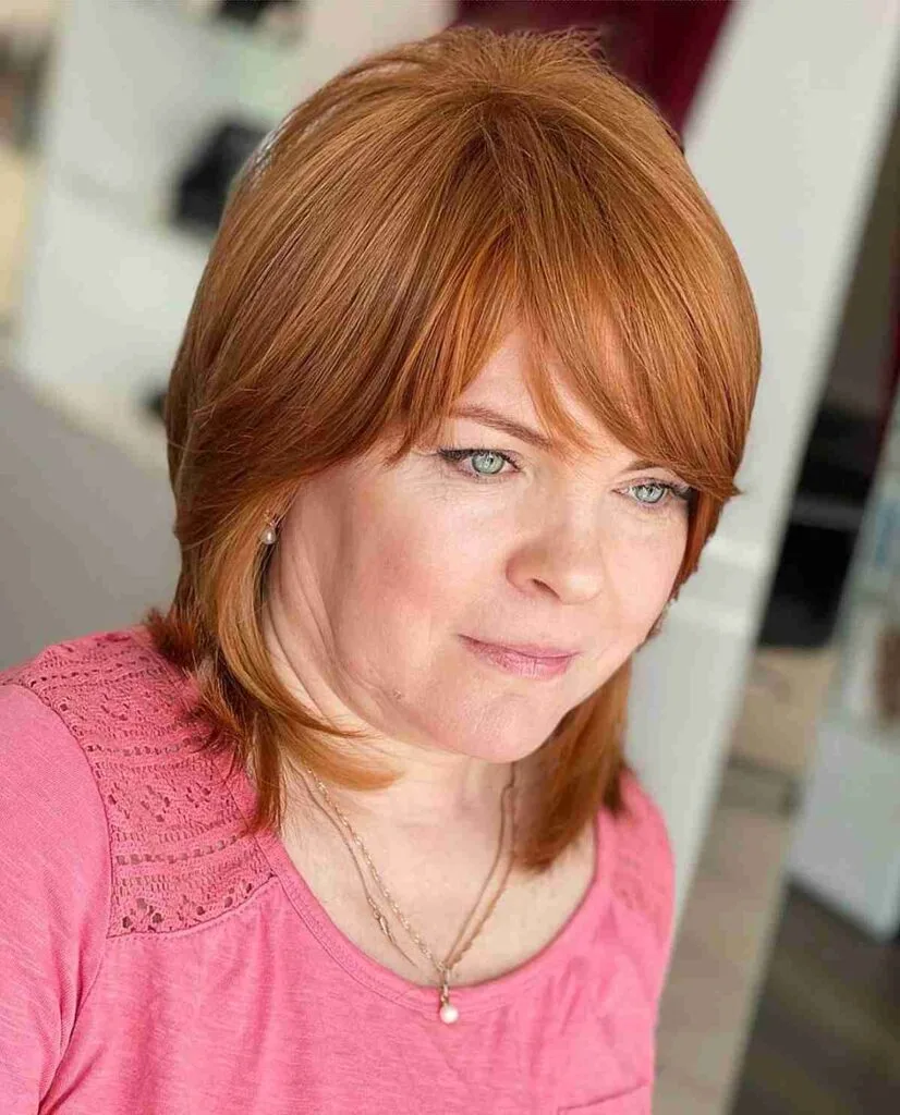 Chic Copper Crop with Side-Swept Bangs