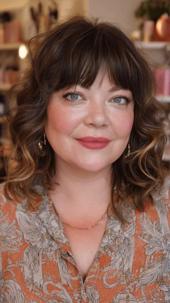 Chic Curly Bob with Face-Framing Bangs