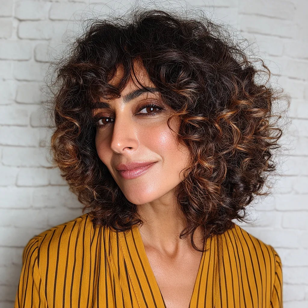 Chic Curly Bob with Subtle Highlights