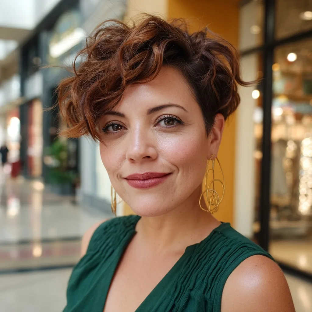 Chic Curly Long Pixie Cut with Face-Framing Layers