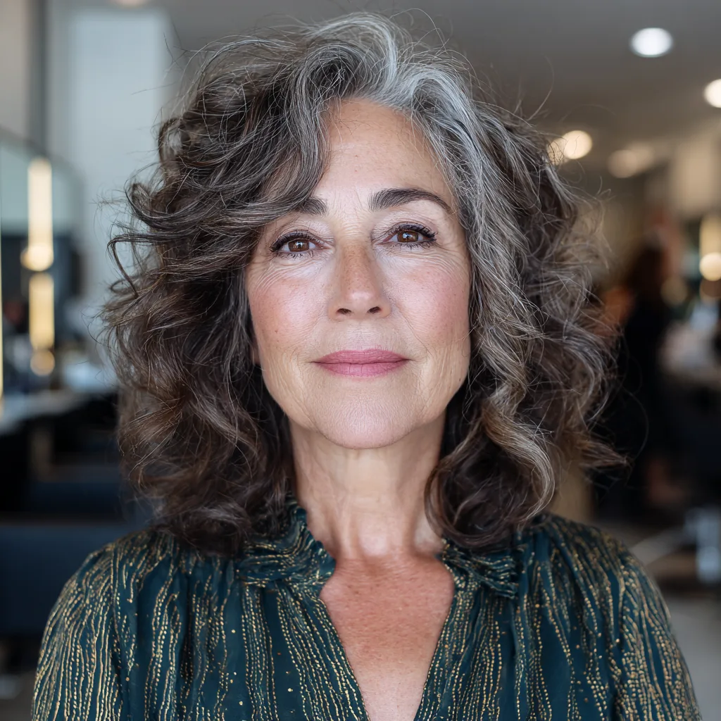 Chic Curly Shoulder-Length Cut with Soft Volume