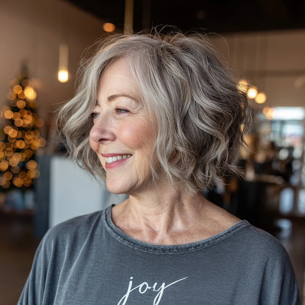 Chic Curly Textured Bob with Soft Waves