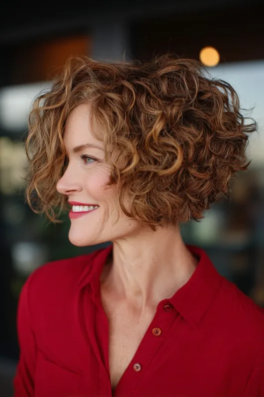 Chic Curly Wedge Bob with Soft Layers