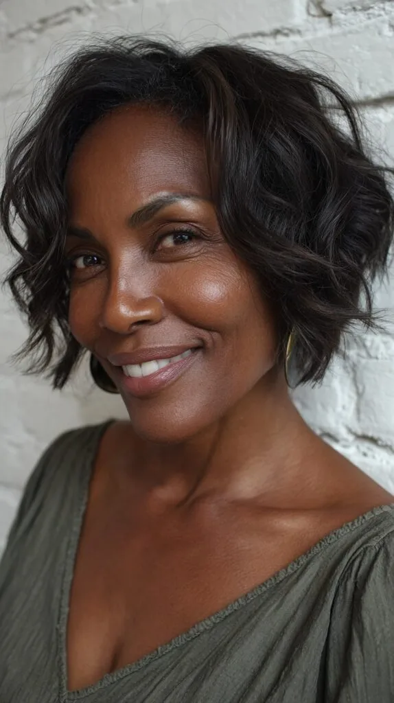 Chic Ebony Waves with Soft Asymmetry