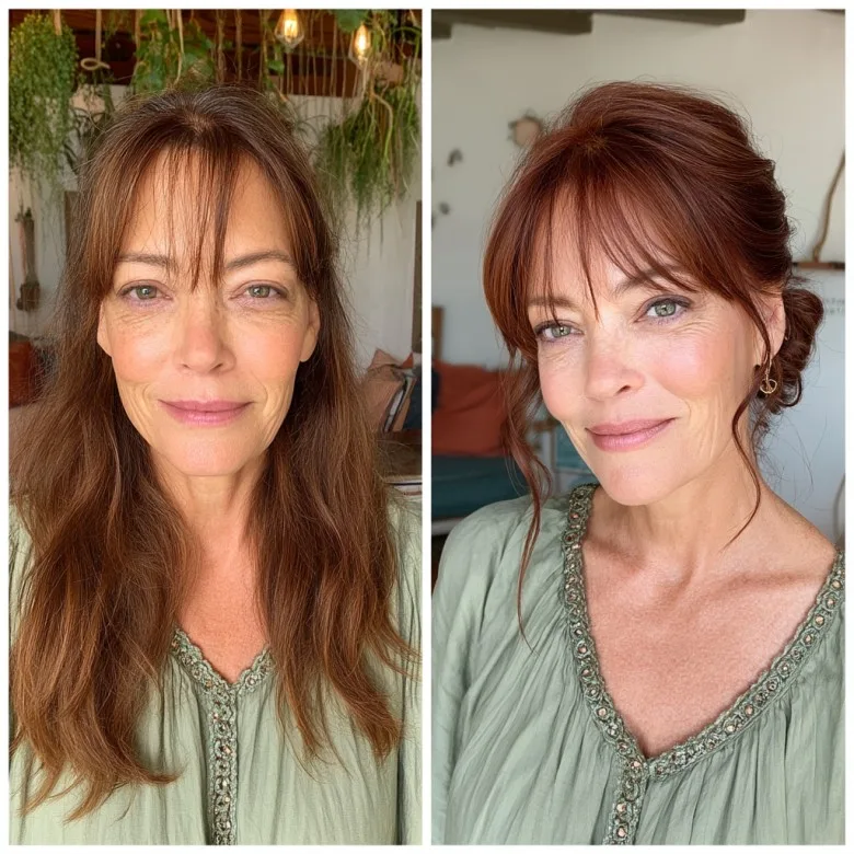 Chic Half-Up Textured Style with Soft Bangs