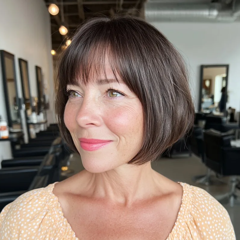 Chic Jaw-Length Bob with Soft Blunt Bangs