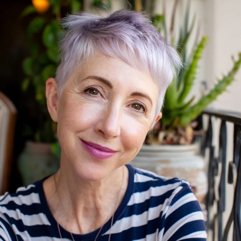 Chic Lavender Pixie Cut with Textured Layers
