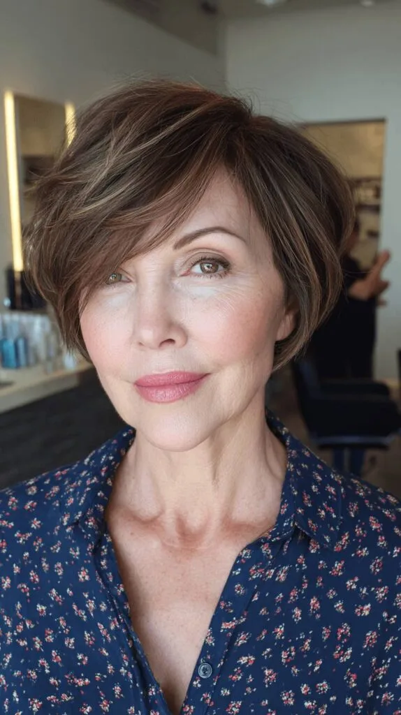 Chic Layered Bixie Cut with Face-Framing Highlights