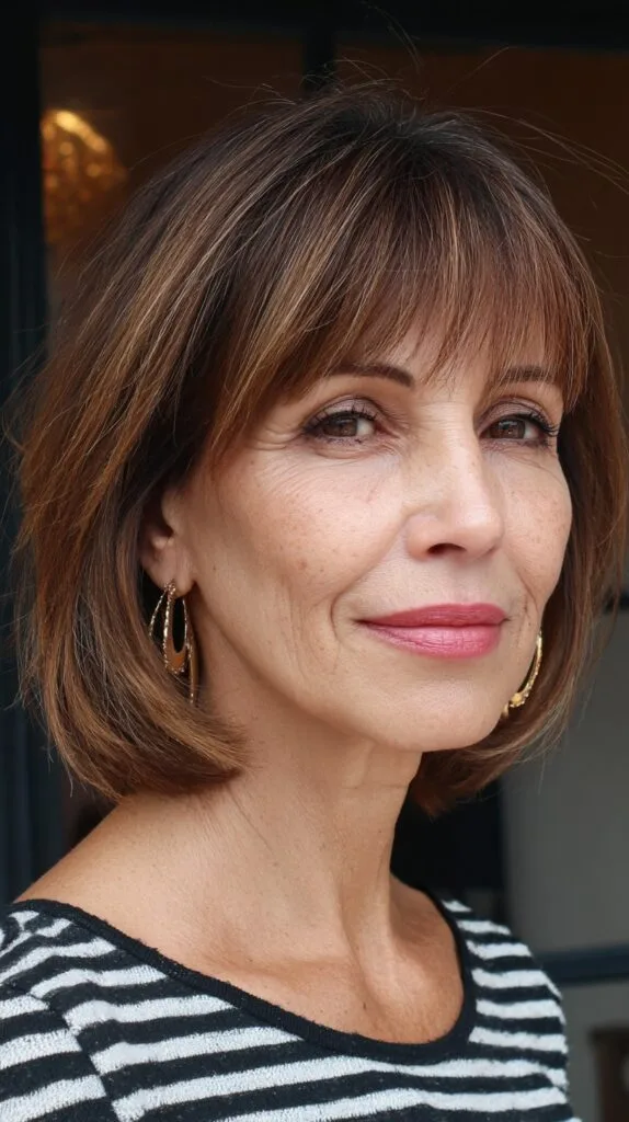Chic Layered Bob with Bold Choppy Bangs