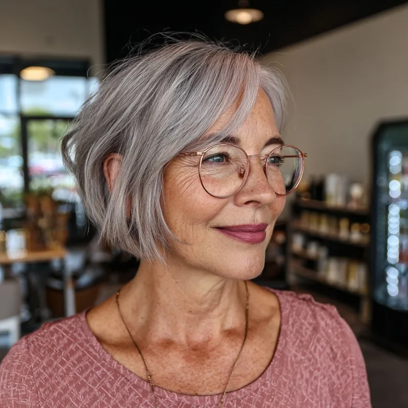 Chic Layered Cut with Soft Silver Highlights