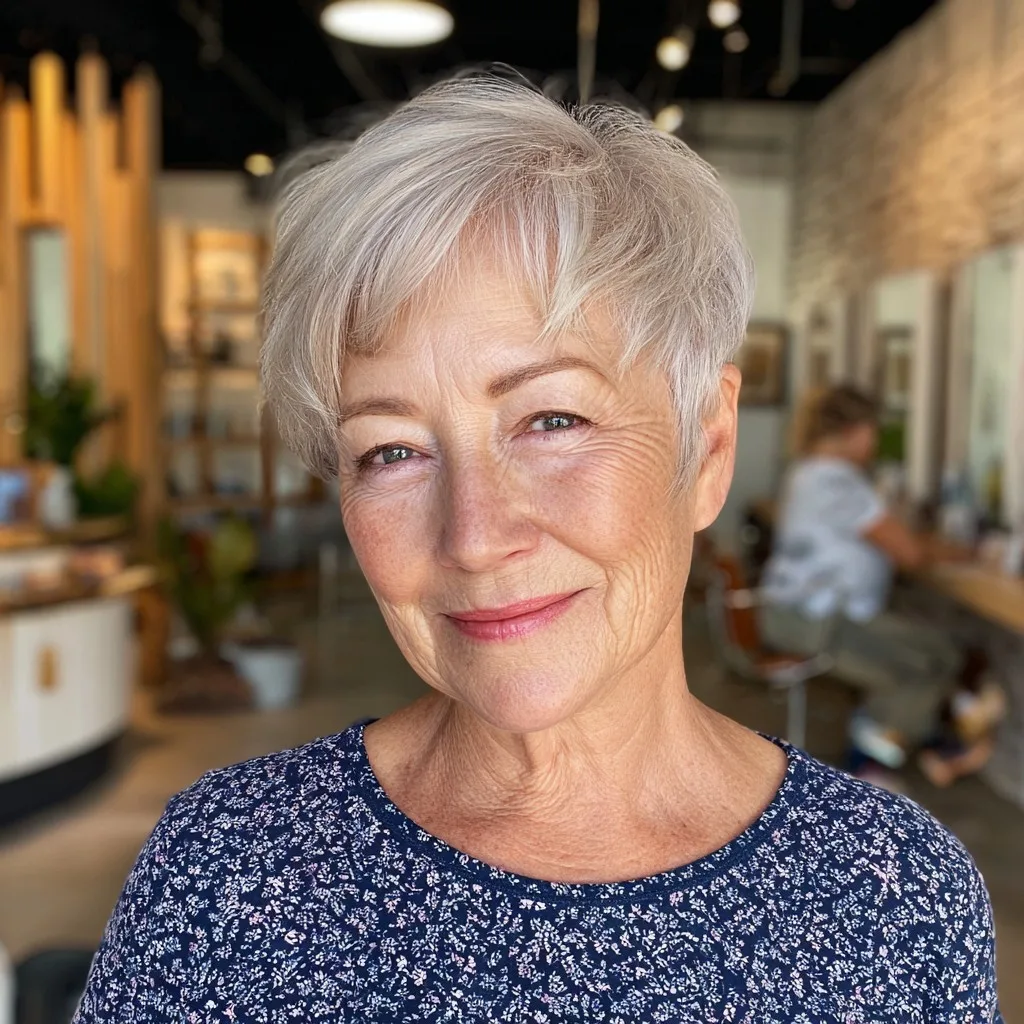 Chic Layered Pixie Cut with Textured Long Bangs