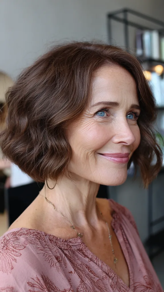Chic Rich Chocolate Brown Bob with Soft Waves