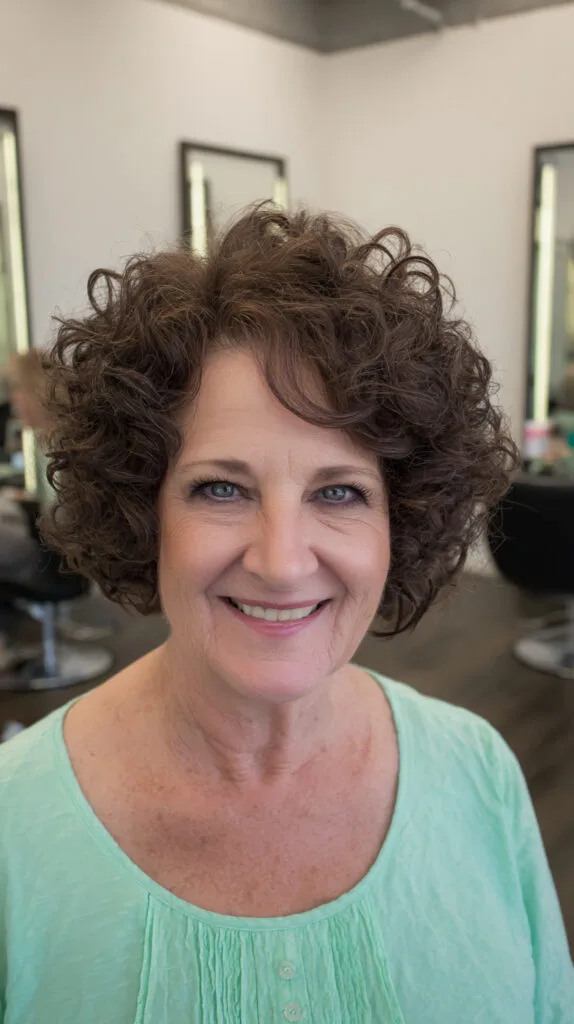 Chic Rich Chocolate Brown Curly Cut with Soft Volume