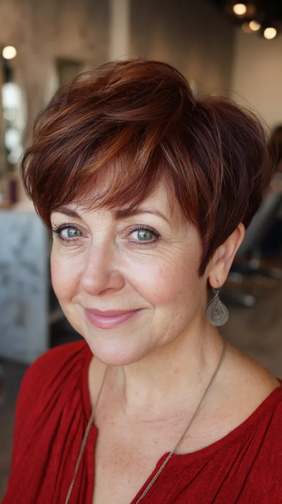Chic Rich Chocolate Brown Pixie Cut with Soft Highlights
