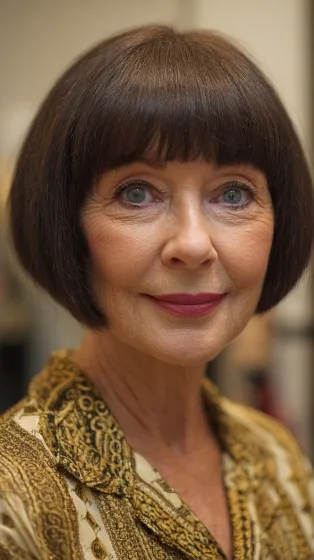 Chic Rounded Bob with Soft Blunt Bangs