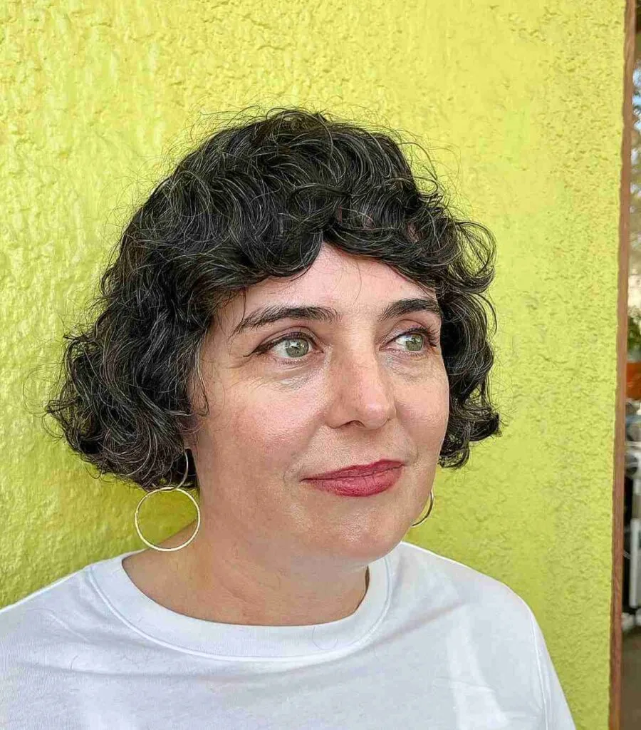 Chic Short Curly French Bob with Textured Layers for Women Over 50