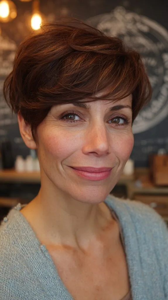 Chic Short Layered Cut with Subtle Highlights