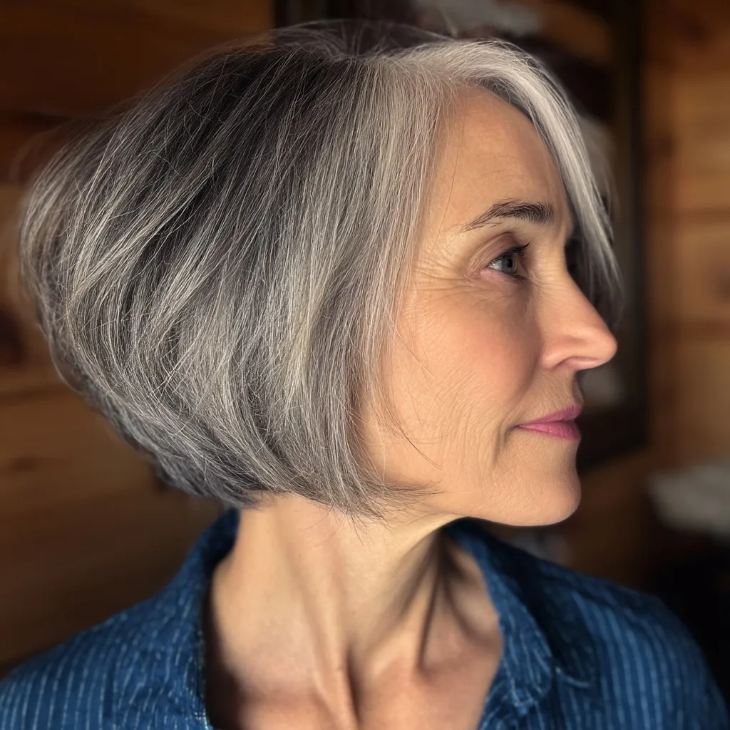 Chic Silver A-Line Bob with Soft Volume