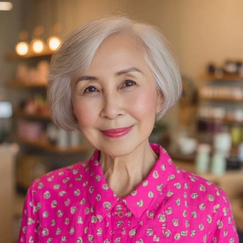 Chic Silver Blunt Bob with Gentle Movement