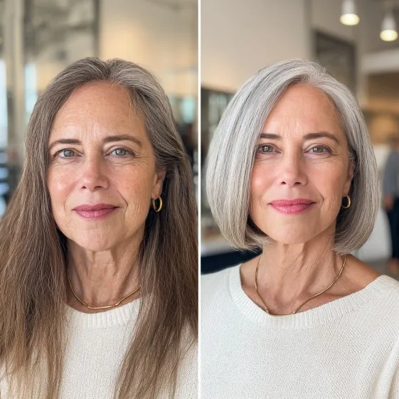Chic Silver Bob with Soft Layers
