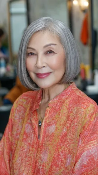 Chic Silver Bob with Soft Rounded Edges