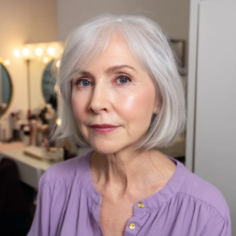 Chic Silver Bob with Soft Textured Layers