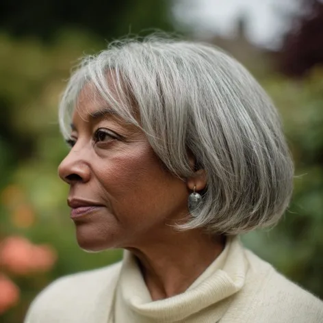 Chic Silver Layered Bob with Soft Textured Ends