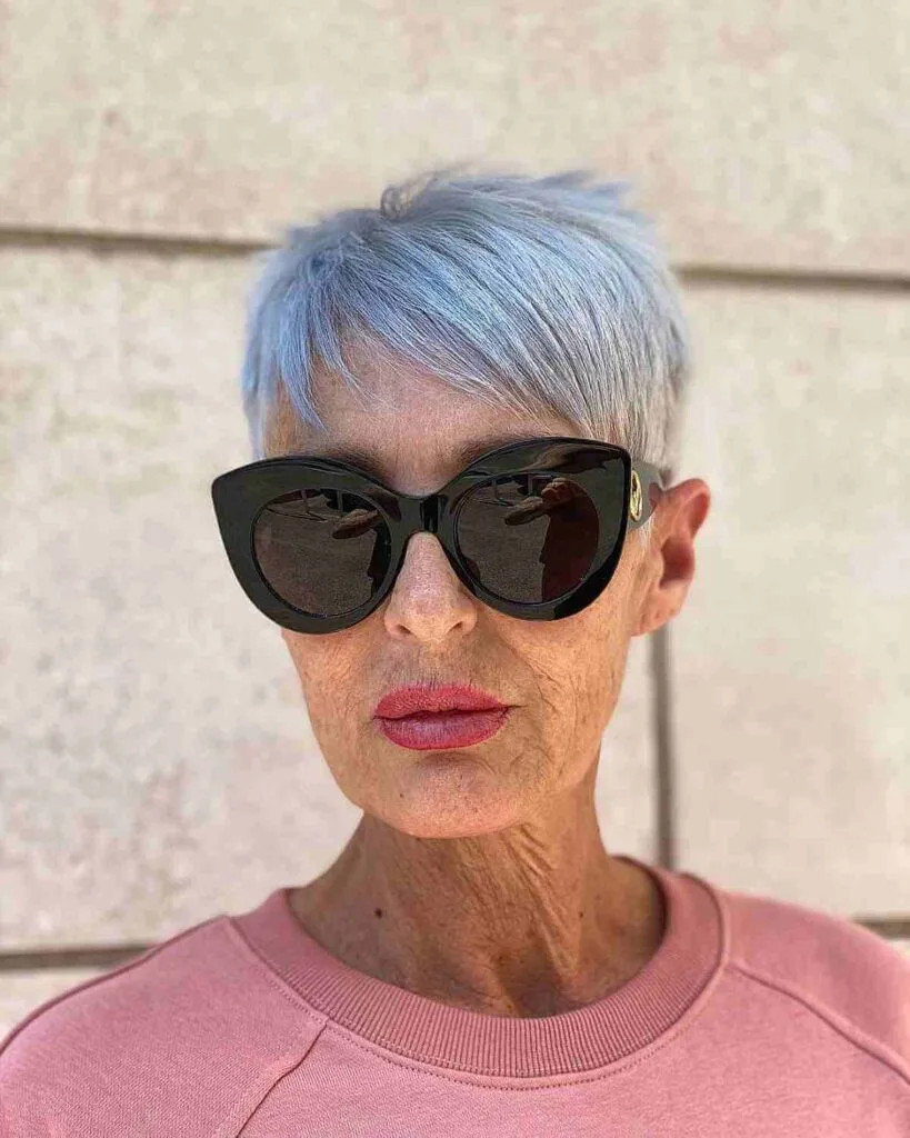 Chic Silver Pixie with Sunglasses
