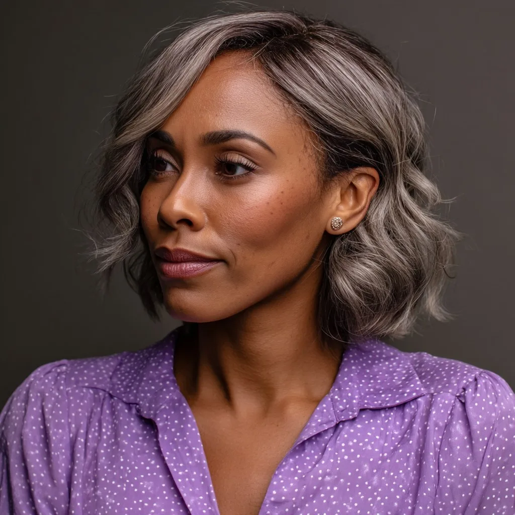 Chic Silver Wavy Bob with Subtle Layers