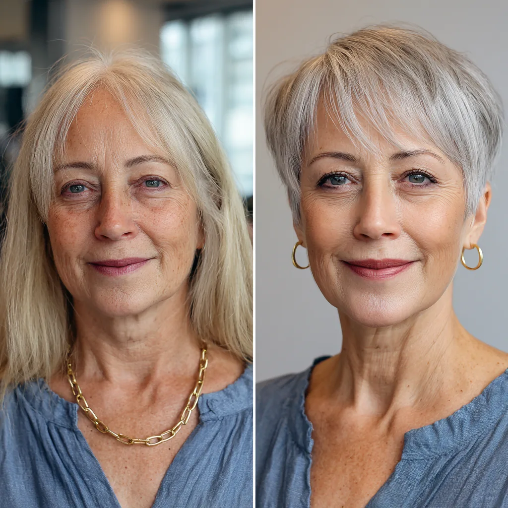 Chic Silvery Side-Swept Pixie with Textured Layers