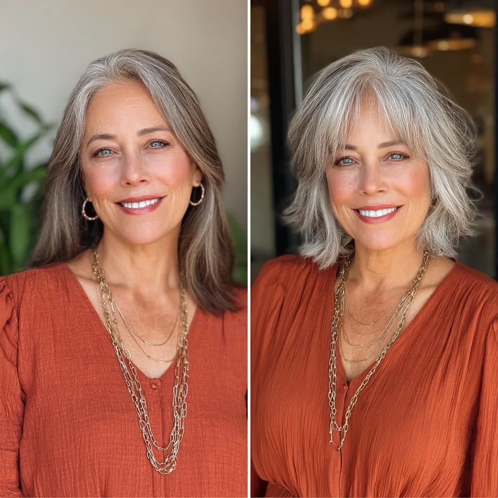 Chic Softly Layered Gray Shag with Volume