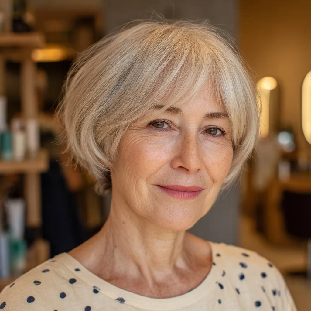 Chic Softly Textured Jaw-Length Bob with Curtain Bangs