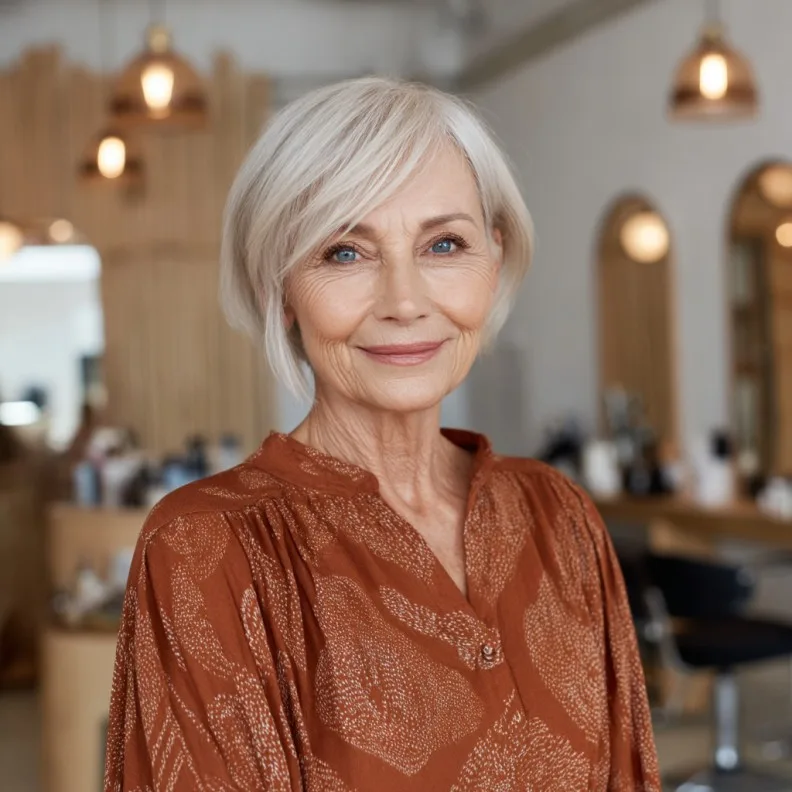 Chic Softly Textured Silver Pixie Cut