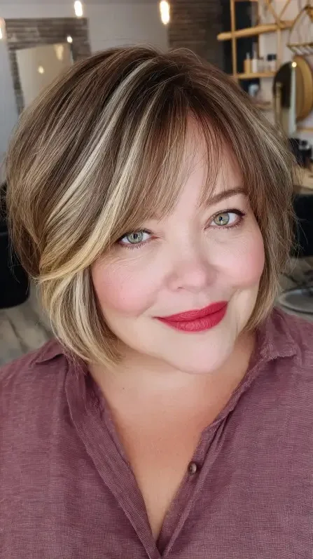 Chic Textured Bob with Face-Framing Long Bangs