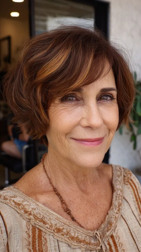 Chic Textured Bob with Subtle Highlights