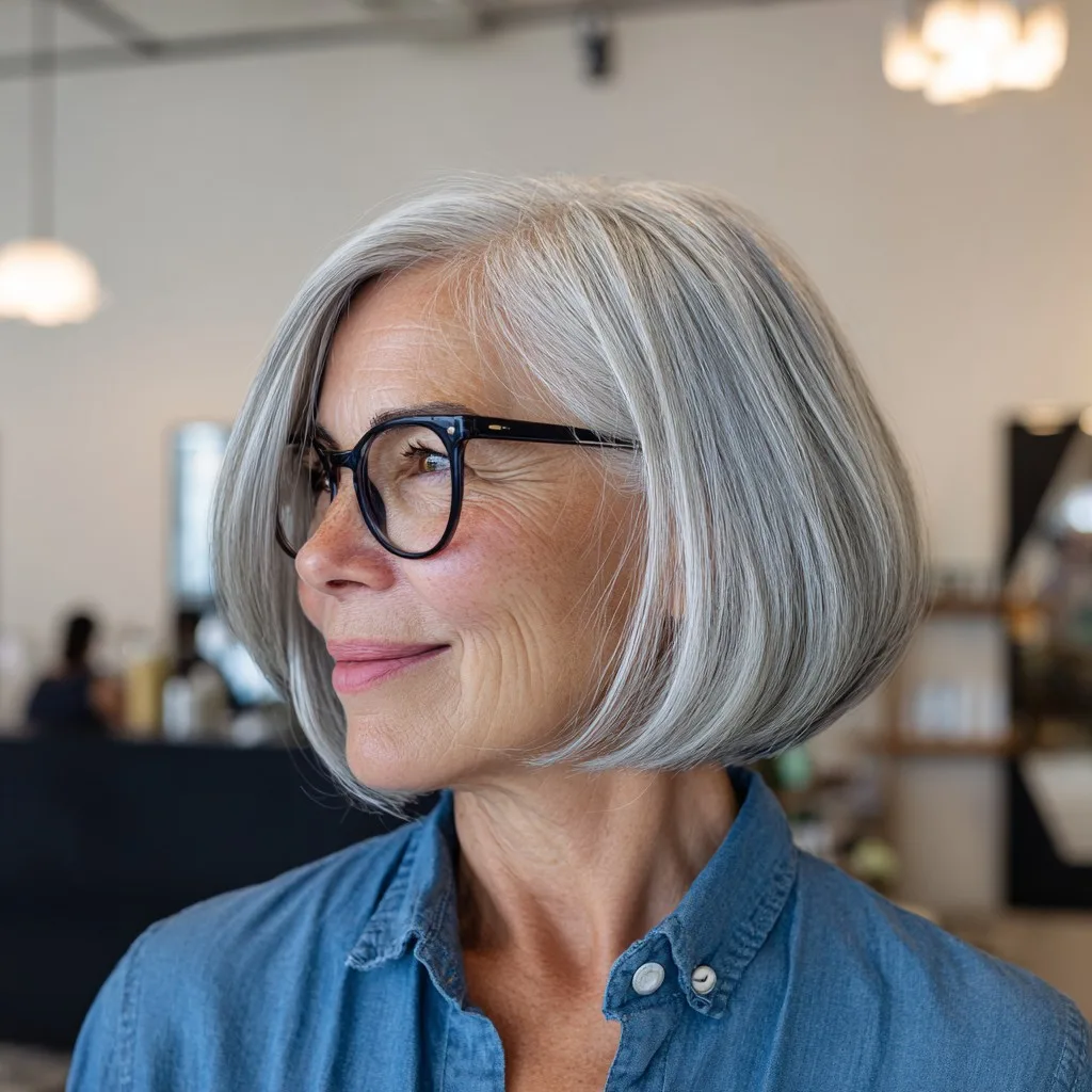 Chic Textured Bob with Subtle Silver Highlights