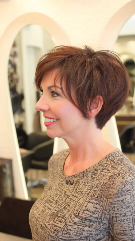 Chic Textured Chocolate Pixie Cut
