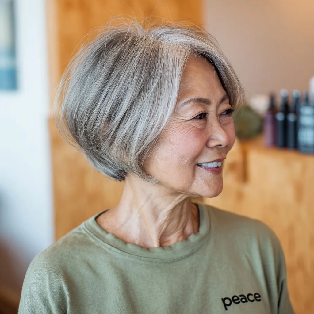Chic Textured Gray Bob with Soft Layers