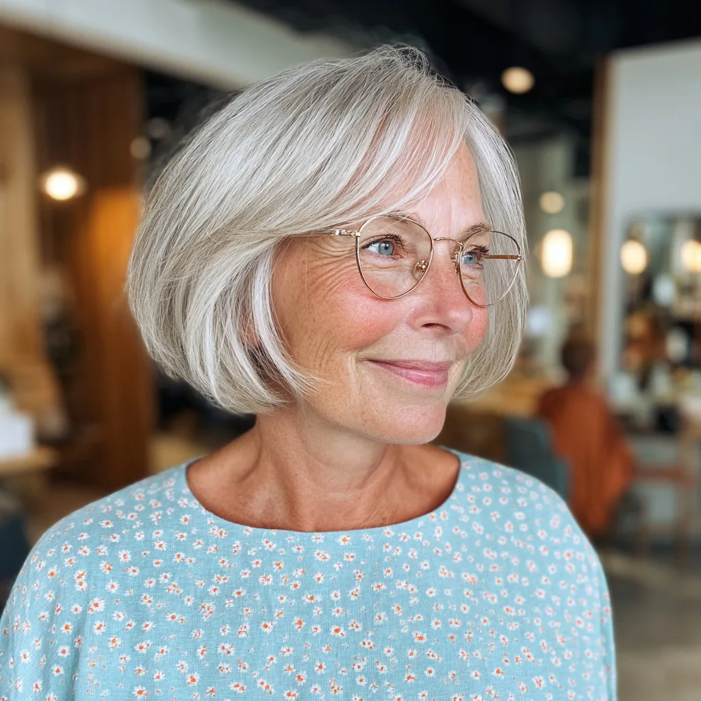 Chic Textured Jaw-Length Bob with Soft Curtain Bangs