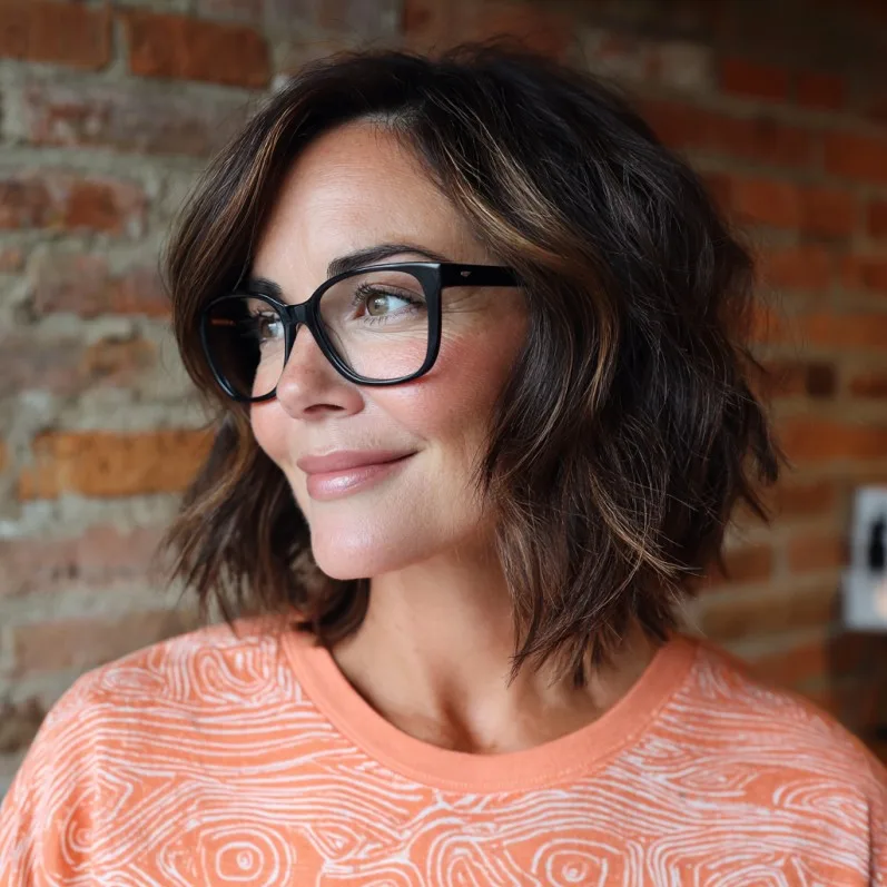 Chic Textured Lob with Soft Highlights