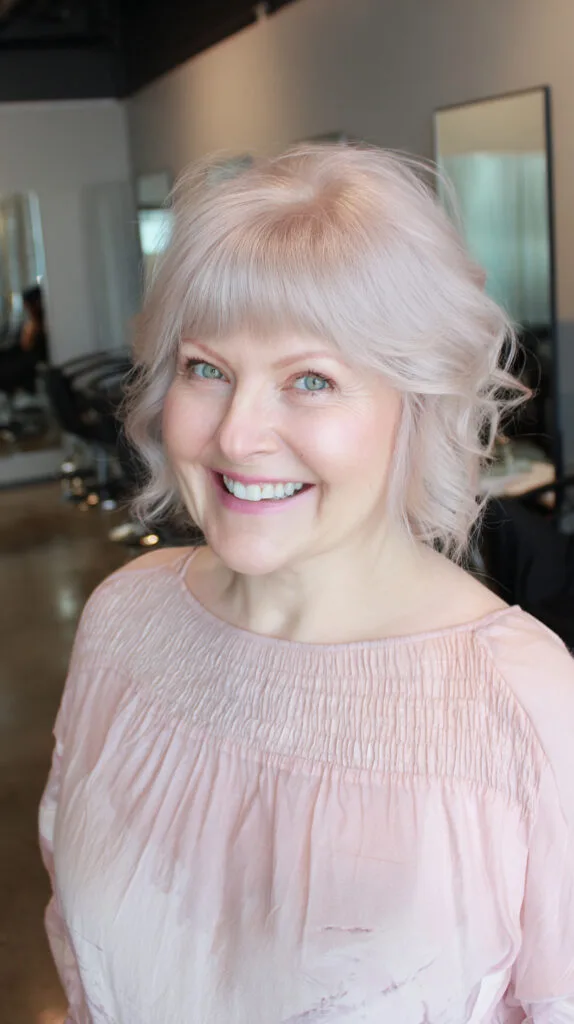 Chic Textured Lob with Wispy Bangs for a Fresh Look